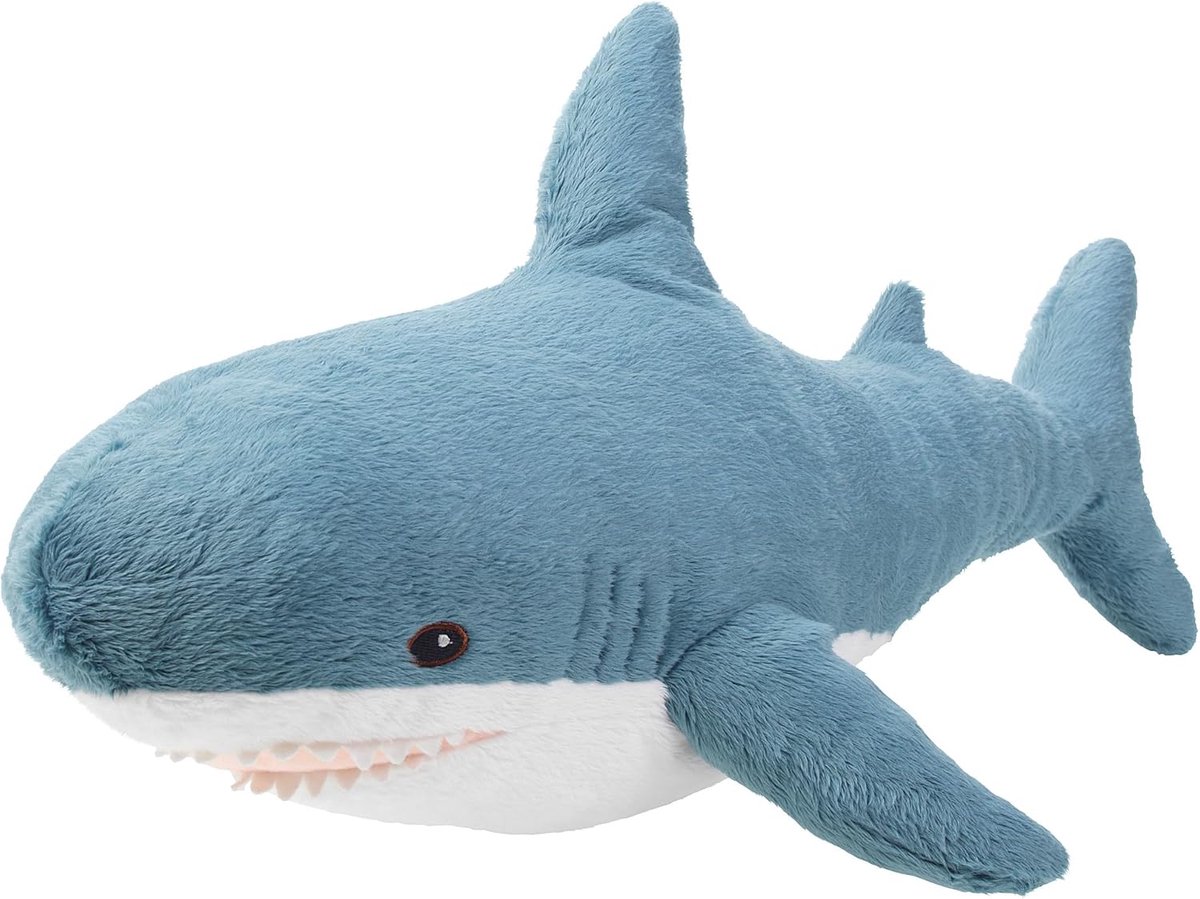 Zachte Haai - Pluche Dier - Knuffelen en Spelen - Gemaakt van gerecycled materiaal - 55 cm Lang - Grijs