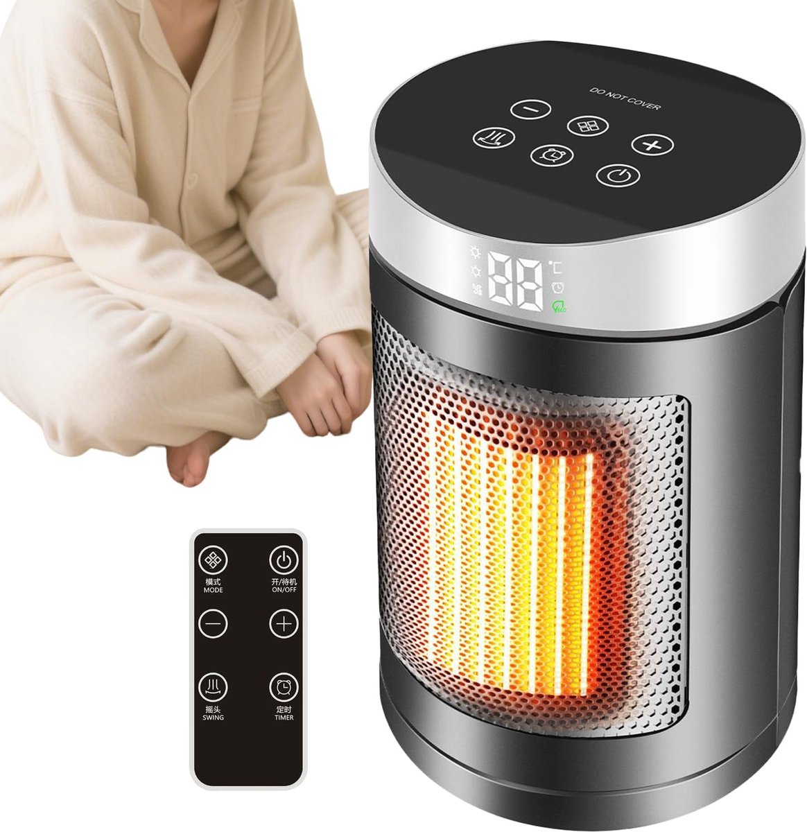 Elektrische Verwarming - Compacte Kachel - Snelle Warmte - 6 Ventilator Modi - 18 x 18 x 18 cm