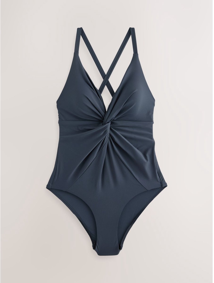 Next Dames - Twist Front Tummy Control Badpak met print - Blauw Navy