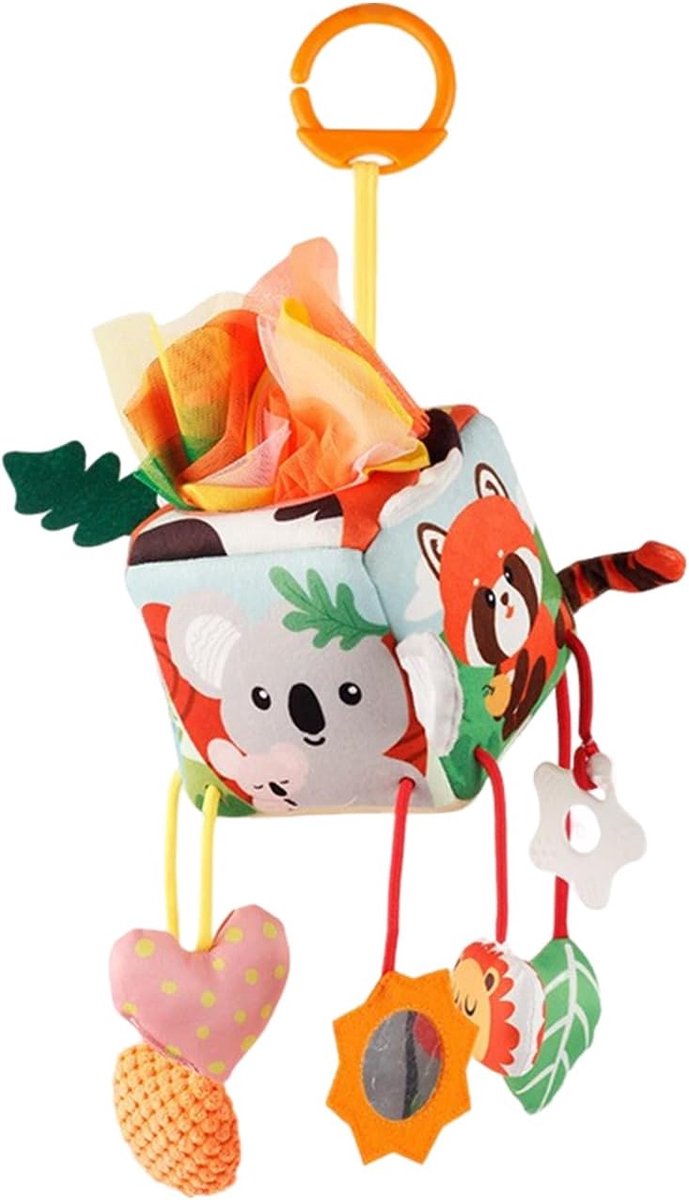 Kinderwagen hanger - Pluche reisgenoot - Baby entertainment - Makkelijk te bevestigen - 26 cm - Multicolor