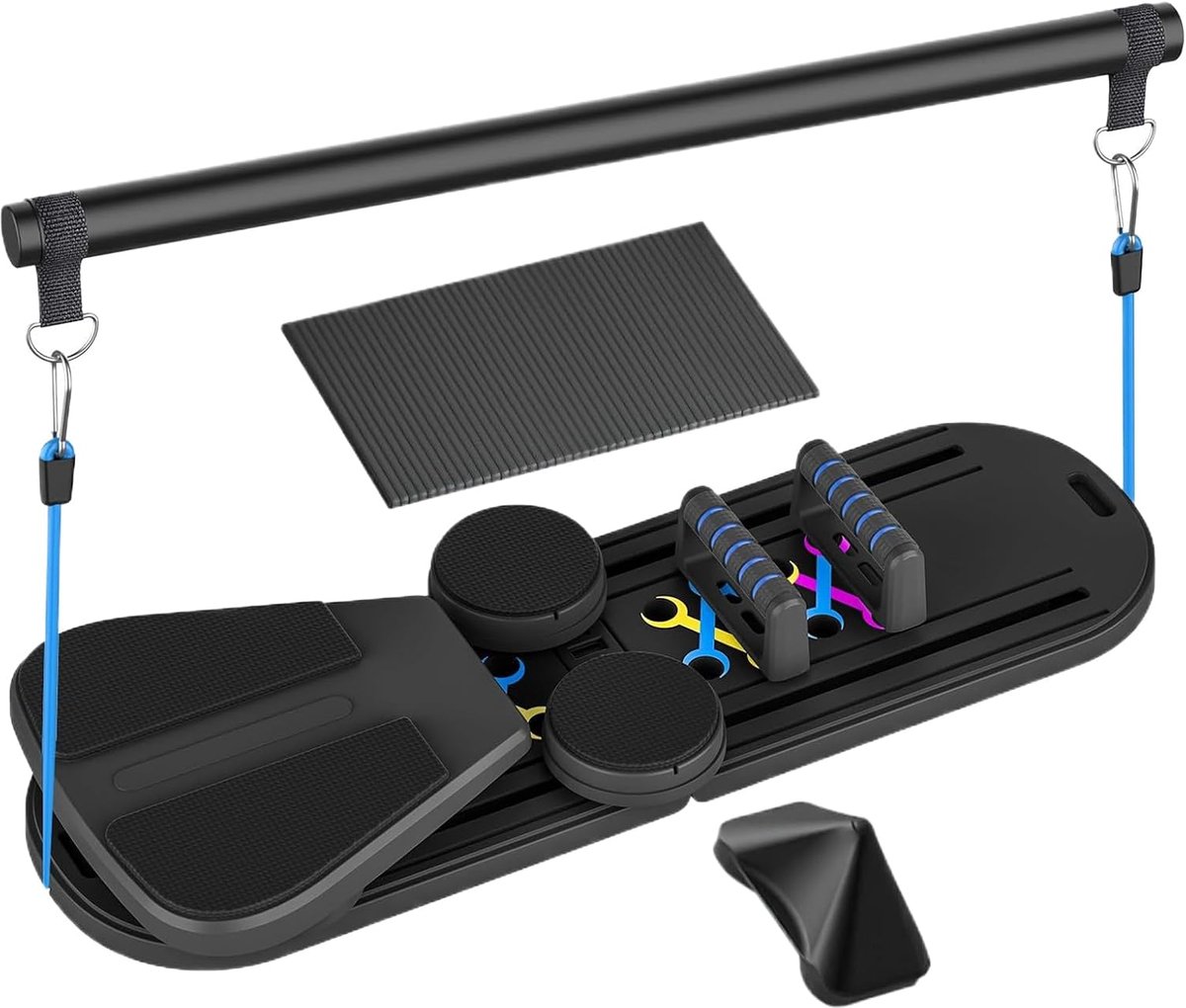 Opvouwbaar Pilatesbord - Fitnessuitrusting - Buiktraining - 5-in-1 veelzijdig - 98 cm - Zwart