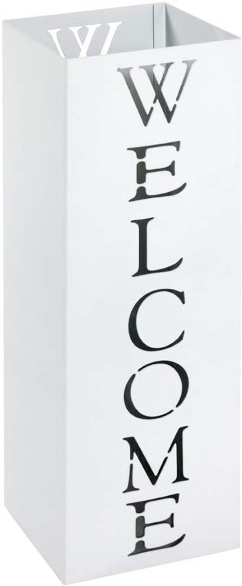 Paraplustandaard Metaal - Houders - Entree Organisatie - Met Welcome Stans - 16x16x48 cm - Wit