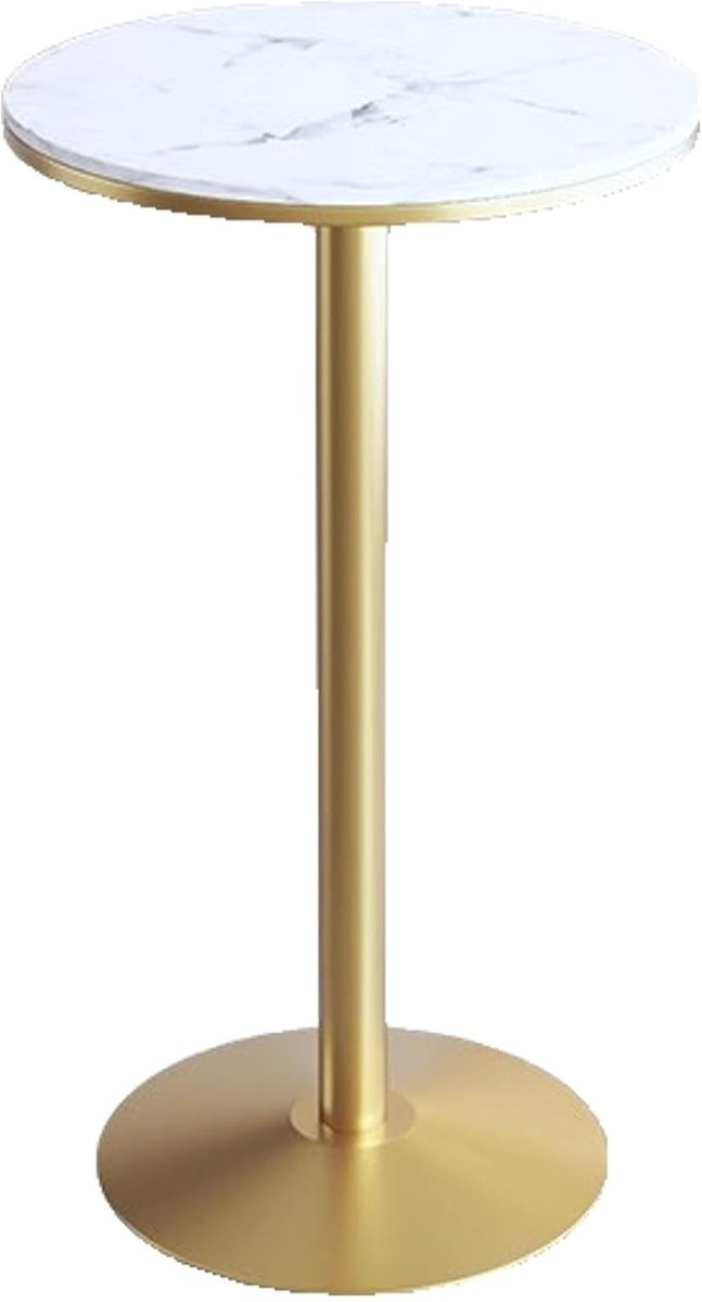 Hoge Ronde Tafel - Bartafel Keuken - Gezellig Samenzijn - Stevige Metalen Voet - 75 cm Hoog - Marmerlook