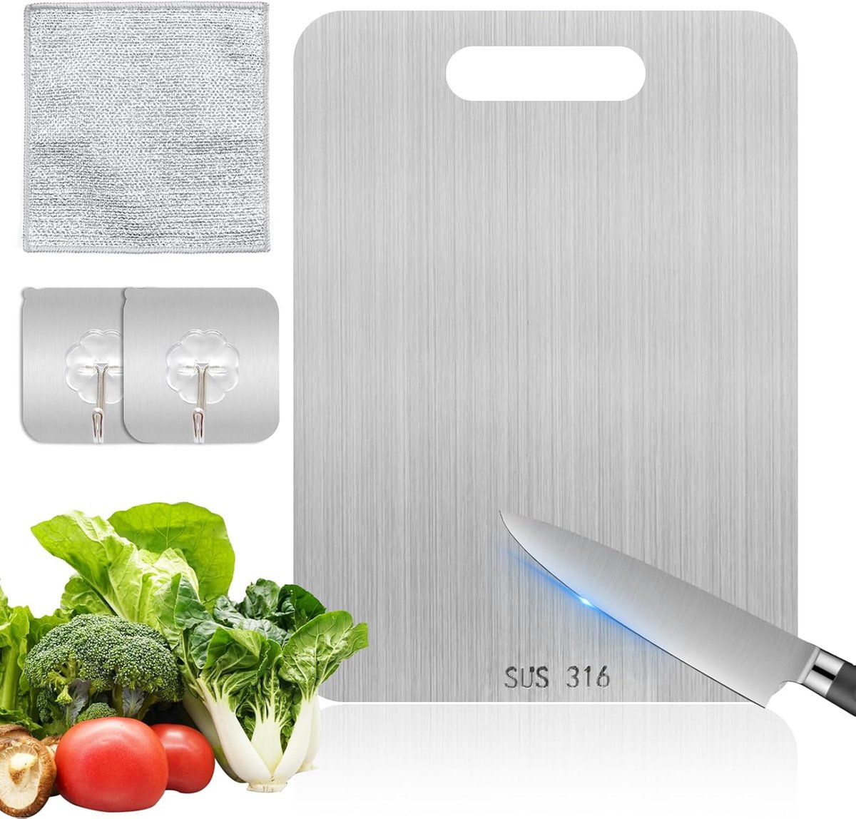 Snijplank Set - Keukenplank - Voedselbereiding - Geurabsorberend - 39x28cm - Zilver