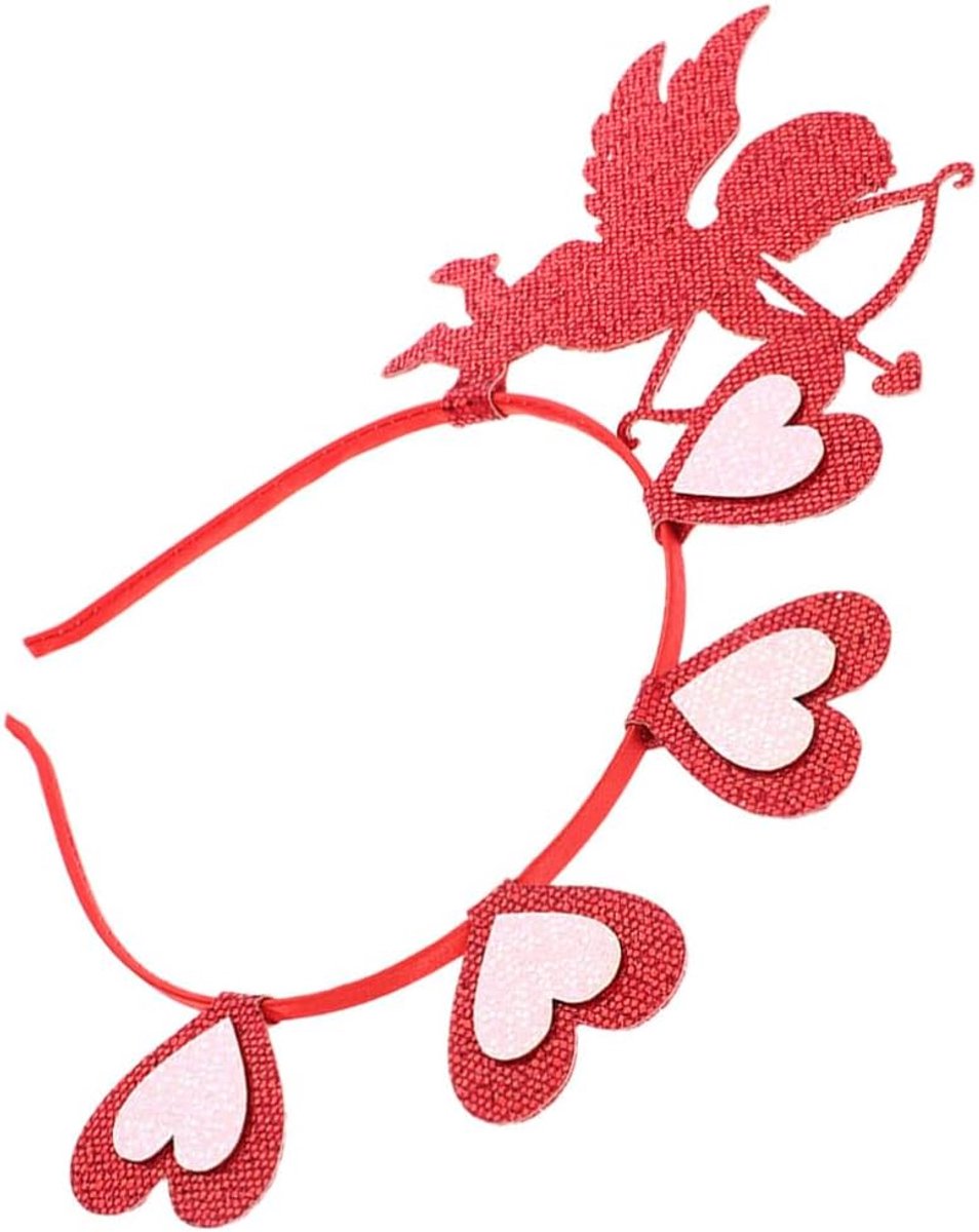 Hart Hoofdband - Cupido Haarband - Feestelijk Accessoire - Flexibel Ontwerp - 23.5 cm - Rood
