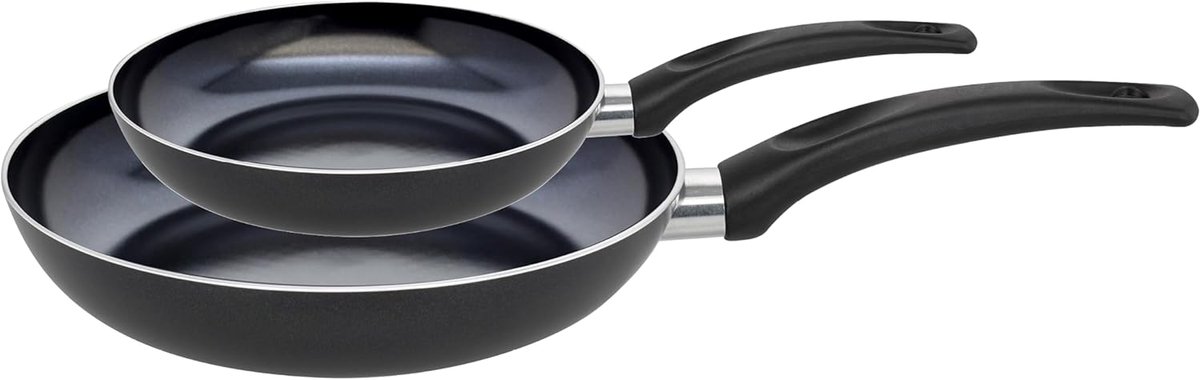 Koekenpannenset - Koekenpannen - Vetarm Koken - Hoogwaardige anti-aanbaklaag - 5.9 Liter - Zwart