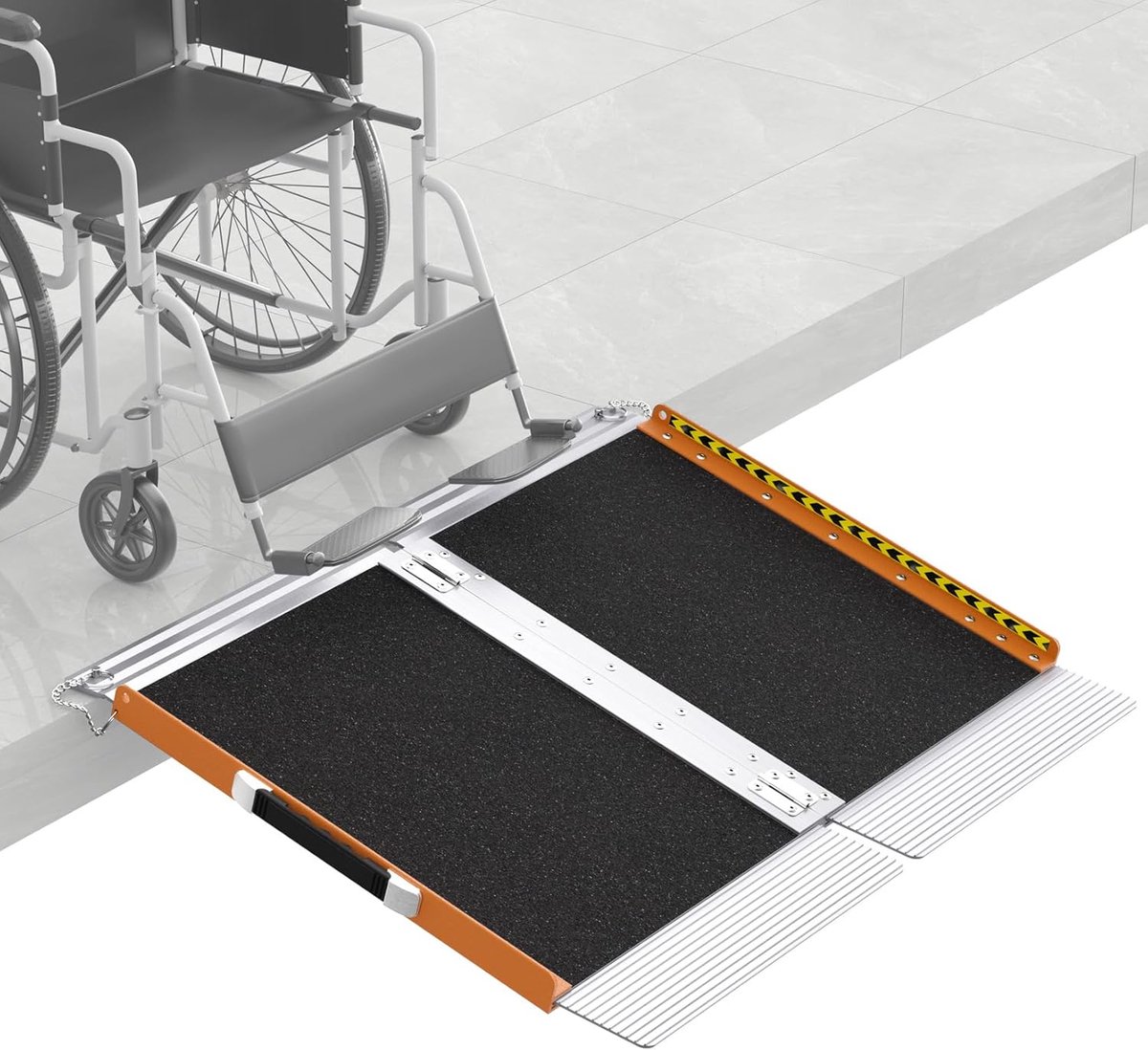 Rolstoelhelling - Drempelhulp - Toegankelijkheid Verbeteren - Zelfaanpassende Bodemplaat - 98x39x9 cm - Zwart