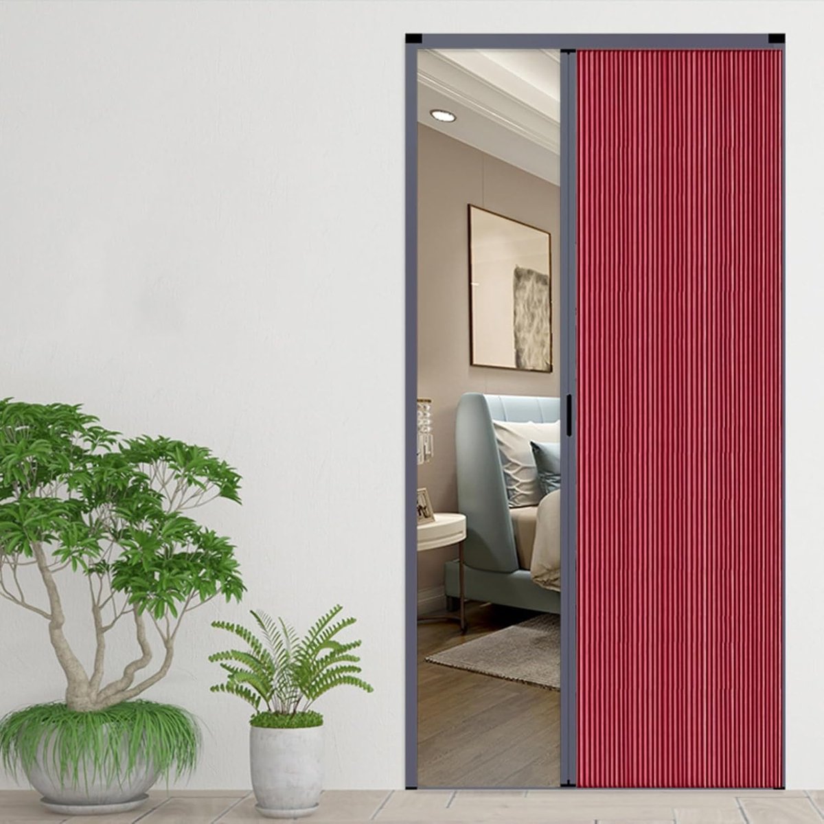 Opvouwbare Deur - Schuifdeur Privacy - Ruimte Verdelen - Waterdicht Krasbestendig - 51 x 80 Inch - Rood