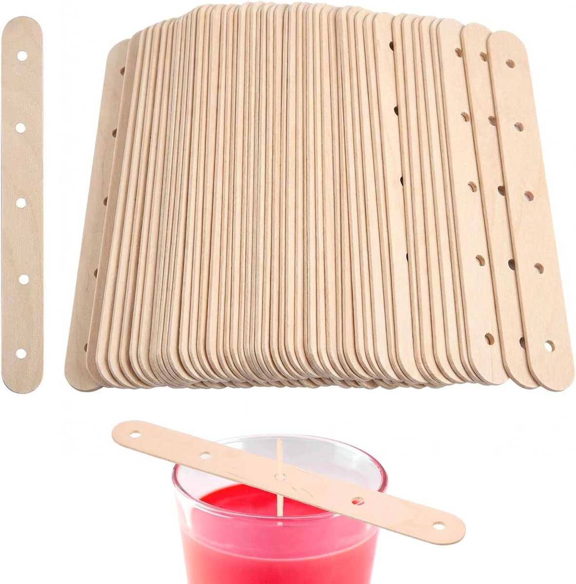 Kaars Lont Houders - Houten Centreerders - Kaarsen Maken - 100 Stuks Set - Grote Maten - N