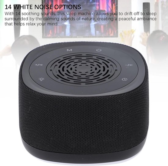 Geluidmachine - Rustgevende geluiden - Slaap ontspanning - 14 geluiden Bluetooth - 1000 mAh batterij - Zwart — afbeelding 4
