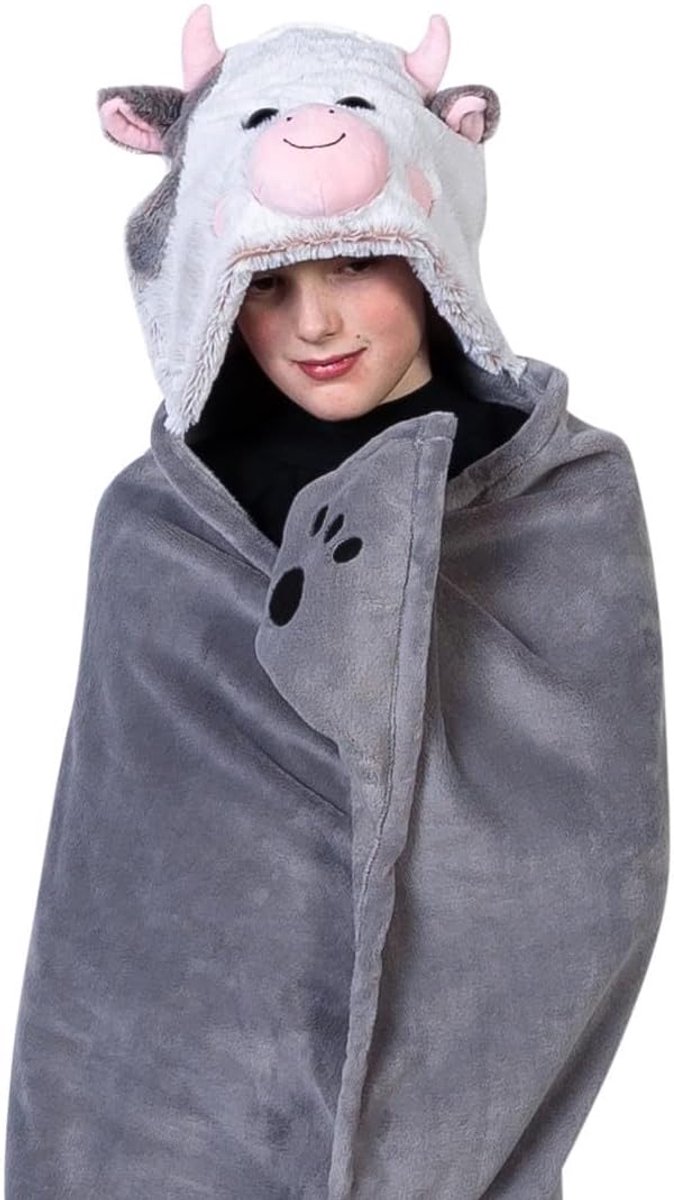 Fleece Deken - Zachte Plaid - Koude Avonden - Met Capuchon - 130 x 100 cm - Multicolor — cadeau in Wonen & Interieur - foto 2