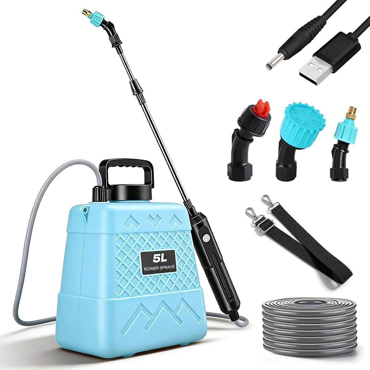 Elektrische Drukspuit - Plantensproeier Accu - Gazon en Tuin - Telescopische Sproeier - 5 Liter Capaciteit - Blauw