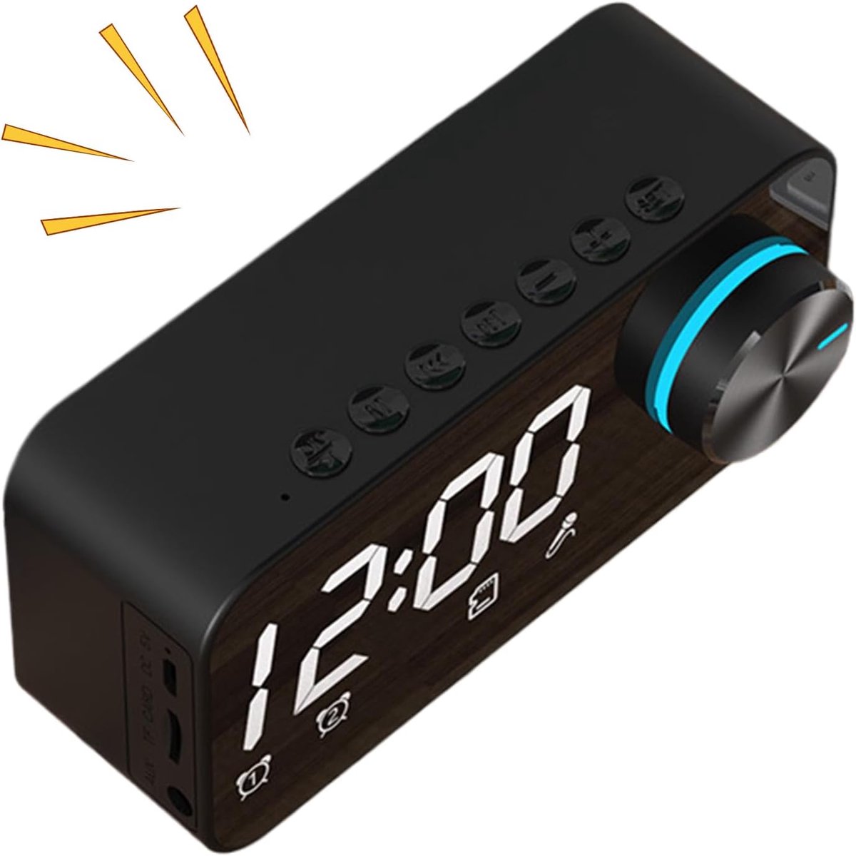 Digitale Wekker - Nachtkastje Speaker - Wakker Worden - Touch Volume Bediening - 47B millimeter - Zwart