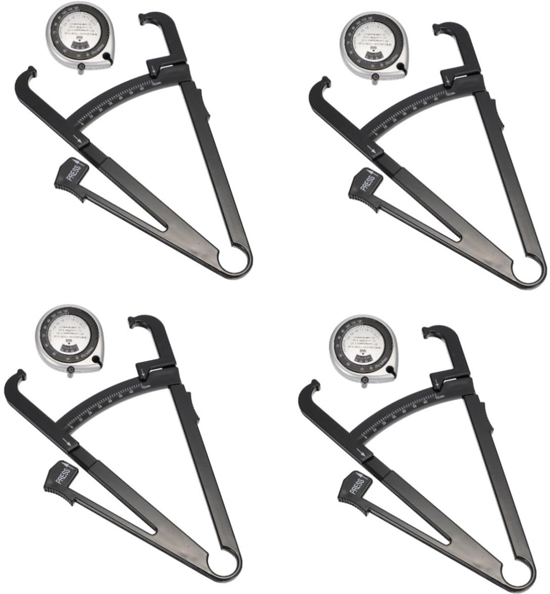 Vet Clip Set - Lichaamsvet Meter - Gezondheid Meten - Intrekbare Tape - Incl. BMI Liniaal - Zwart