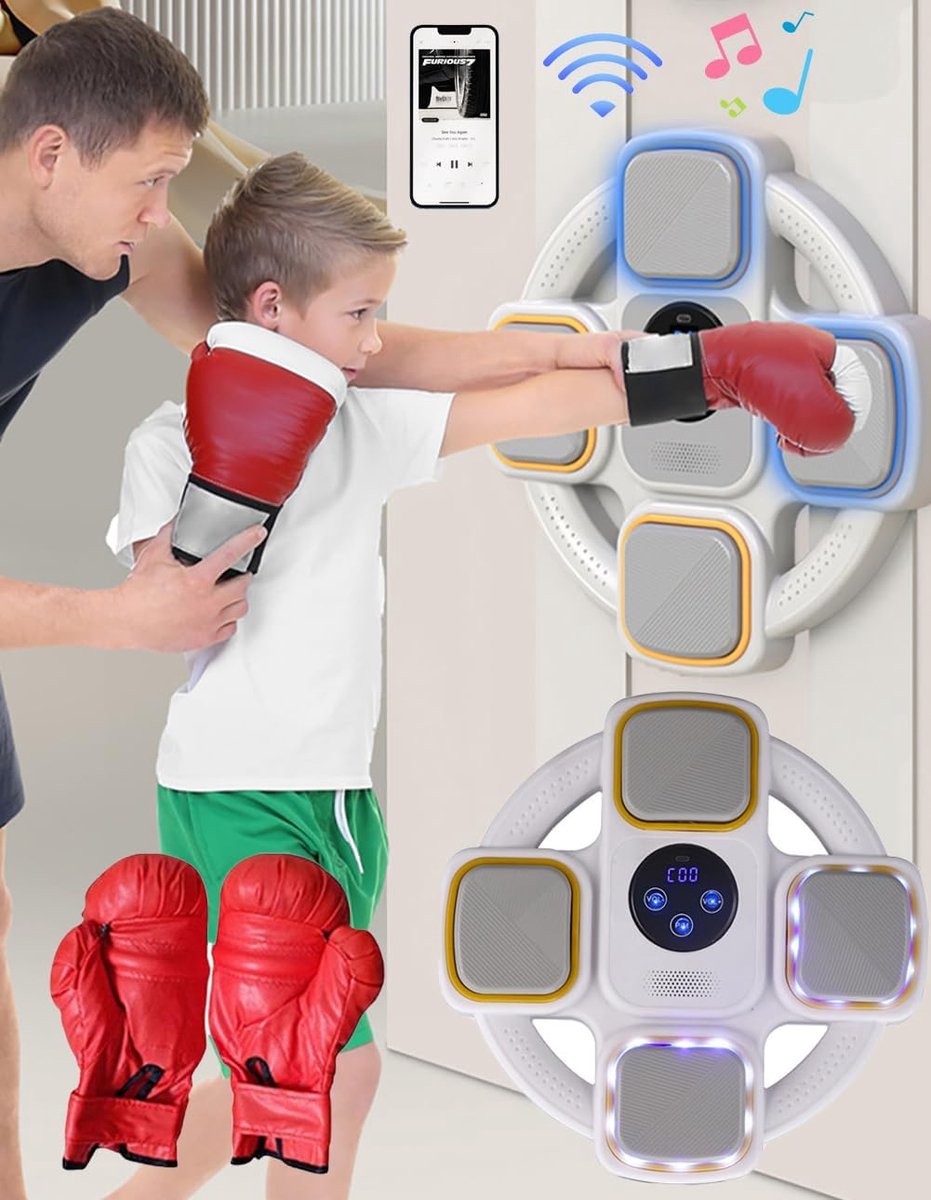 Slimme Boksmachine - Muziek Trainingsapparaat - Indoor Fitness - Bluetooth Muziek Connectie - 34x34 cm
