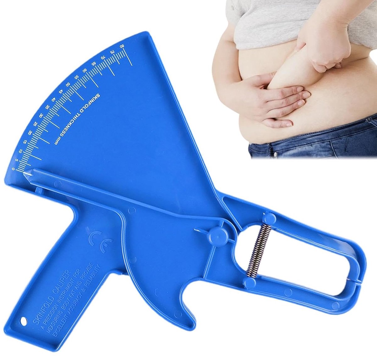 Lichaamsvetmeter - Huidplooimeting - Gezondheidsmonitoring - Draagbaar precisiegereedschap - 0-80 mm bereik - Blauw