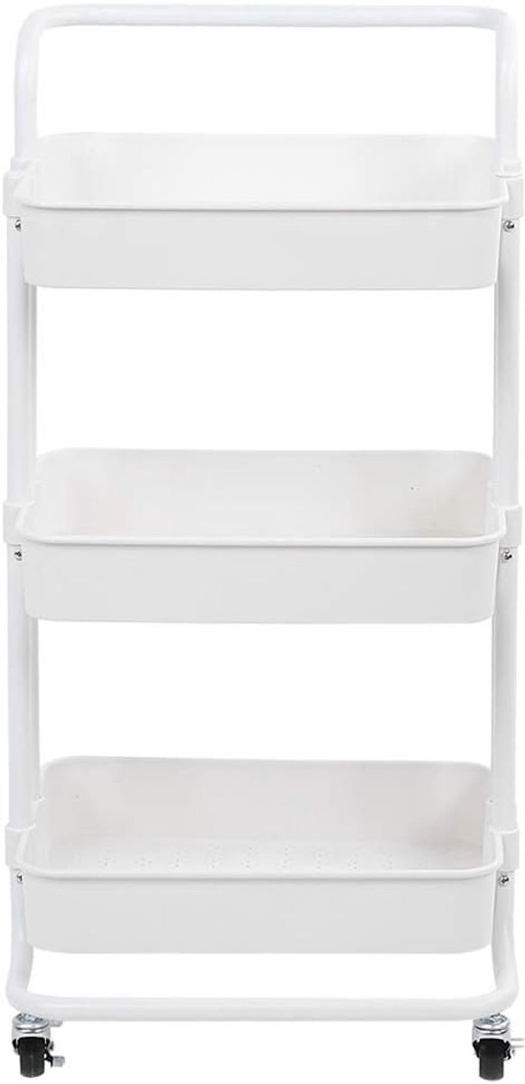 Opbergwagen met wielen - Roller organizer - Keuken badkamer - 3 lagen met handgreep