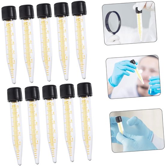 Centrifugebuisjes - Monsterbuisjes - Laboratorium Analyse - Spiraalvormige Kurk - 5 Ml - Transparant — afbeelding 3