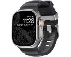 Nomad Rocky Point Horlogeband / Natural Hardware 45/46/49mm – Gemaakt van Duurzaam FKM Fluorelastomeer – Waterbestendig en Ventilatiegroeven – Compatibel met Alle Apple Watch Modellen - Grijs