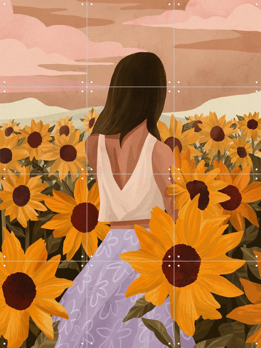 IXXI Collecting Sunshine, Goed Blauw - 60 x 80 cm - Gratis ophangtool - Grote wanddecoratie en posters - Speels, Illustraties, Digitale Kunst