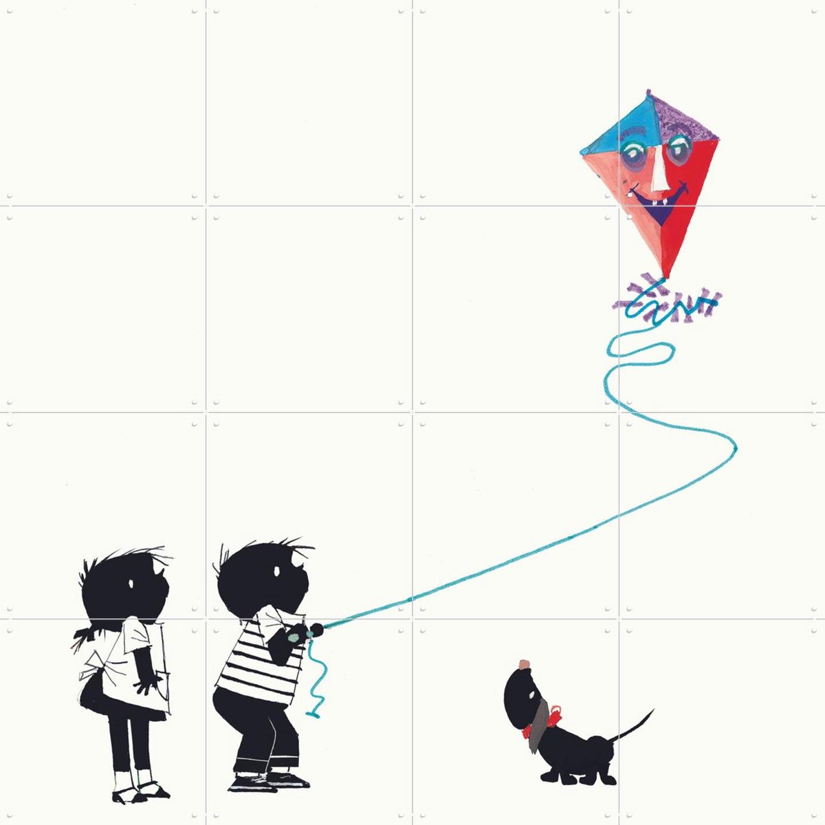 IXXI Vlieger, Fiep Westendorp - 80 x 80 cm - Gratis ophangtool - Grote wanddecoratie en posters - Speels, Illustraties, Cartoonesk, Babykamer