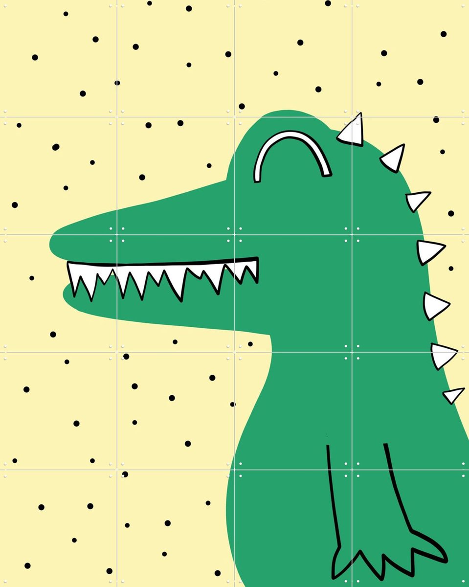 IXXI Yellow and Crocodile, BAINAI - 80 x 100 cm - Gratis ophangtool - Grote wanddecoratie en posters Babykamer, Kinderkamer, Dieren, Kinderen, Baby