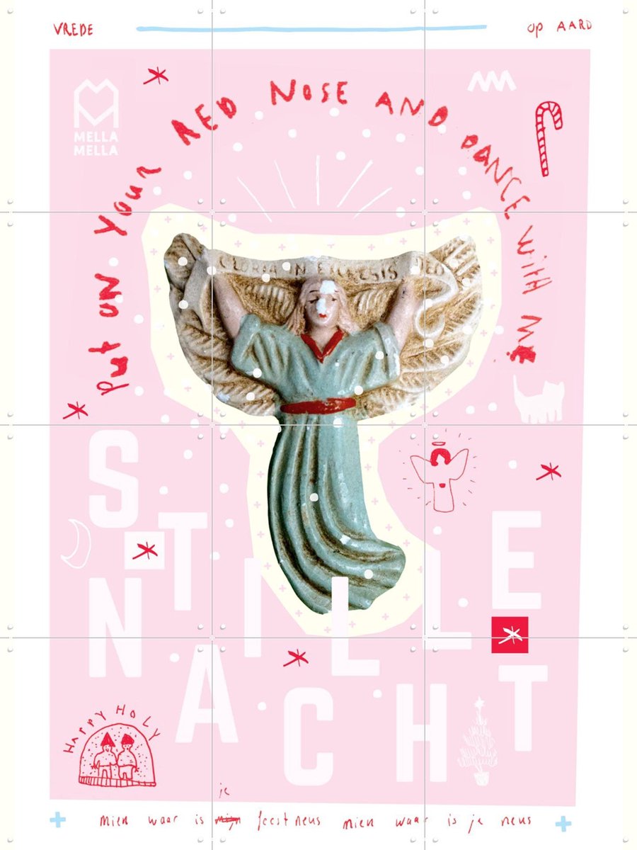 IXXI Stille Nacht, Mella Mella - 60 x 80 cm - Gratis ophangtool - Grote wanddecoratie en posters - Speels, Illustraties, Typografie, Woonkamer