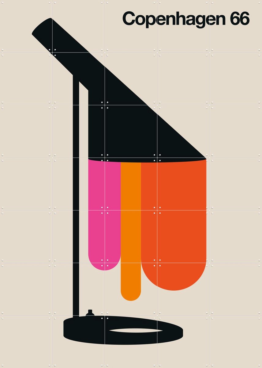 IXXI Copenhagen 66, Bo Lundberg - 100 x 140 cm - Gratis ophangtool - Grote wanddecoratie en posters - Grafisch Ontwerp, Kleurrijk, Geometrische Kunst