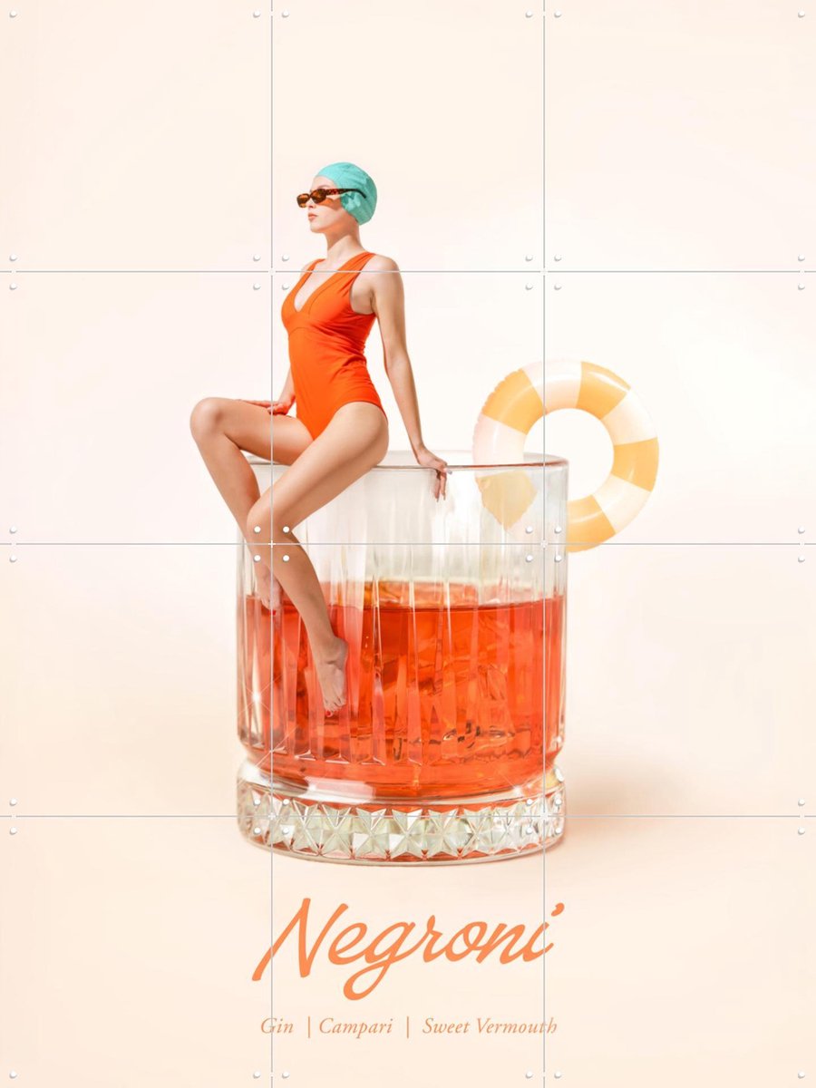 IXXI Negroni, Paul Fuentes - 60 x 80 cm - Gratis ophangtool - Grote wanddecoratie en posters - Fotografie, Speels, Digitale Kunst, Pop art, Grafisch