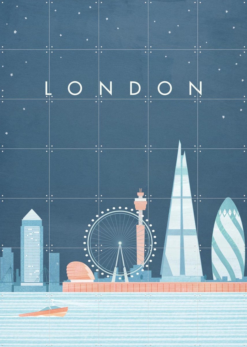 IXXI London, Henry Rivers - 100 x 140 cm - Gratis ophangtool - Grote wanddecoratie en posters - Illustraties, Geometrische Kunst, Grafisch Ontwerp
