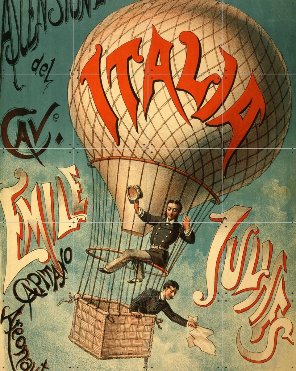IXXI Emile Julhes Aeronaut, Bridgeman Images - 80 x 100 cm - Gratis ophangtool - Grote wanddecoratie en posters - Speels, Illustraties, Vintage