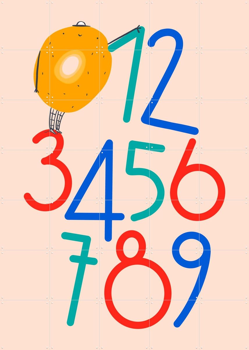 IXXI Tellen, Gozde - 100 x 140 cm - Gratis ophangtool - Grote wanddecoratie en posters Studeerkamer, Kinderkamer, Educatief