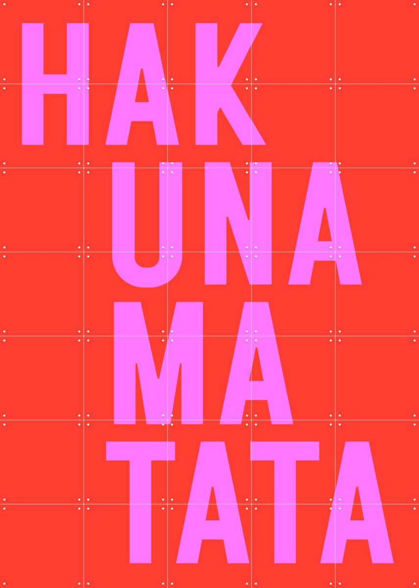 IXXI Hakuna Matata - Red Pink, Ohkimiko & Various - 100 x 140 cm - Gratis ophangtool - Grote wanddecoratie en posters - Kleurrijk, Typografie