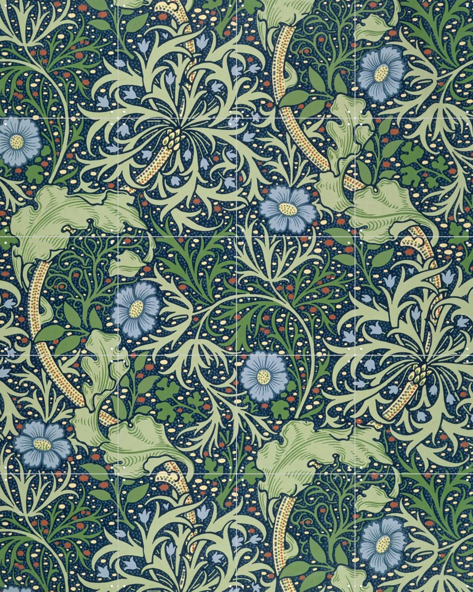 IXXI Seaweed, William Morris & Victoria and Albert Museum - 80 x 100 cm - Gratis ophangtool - Grote wanddecoratie en posters - Kleurrijk