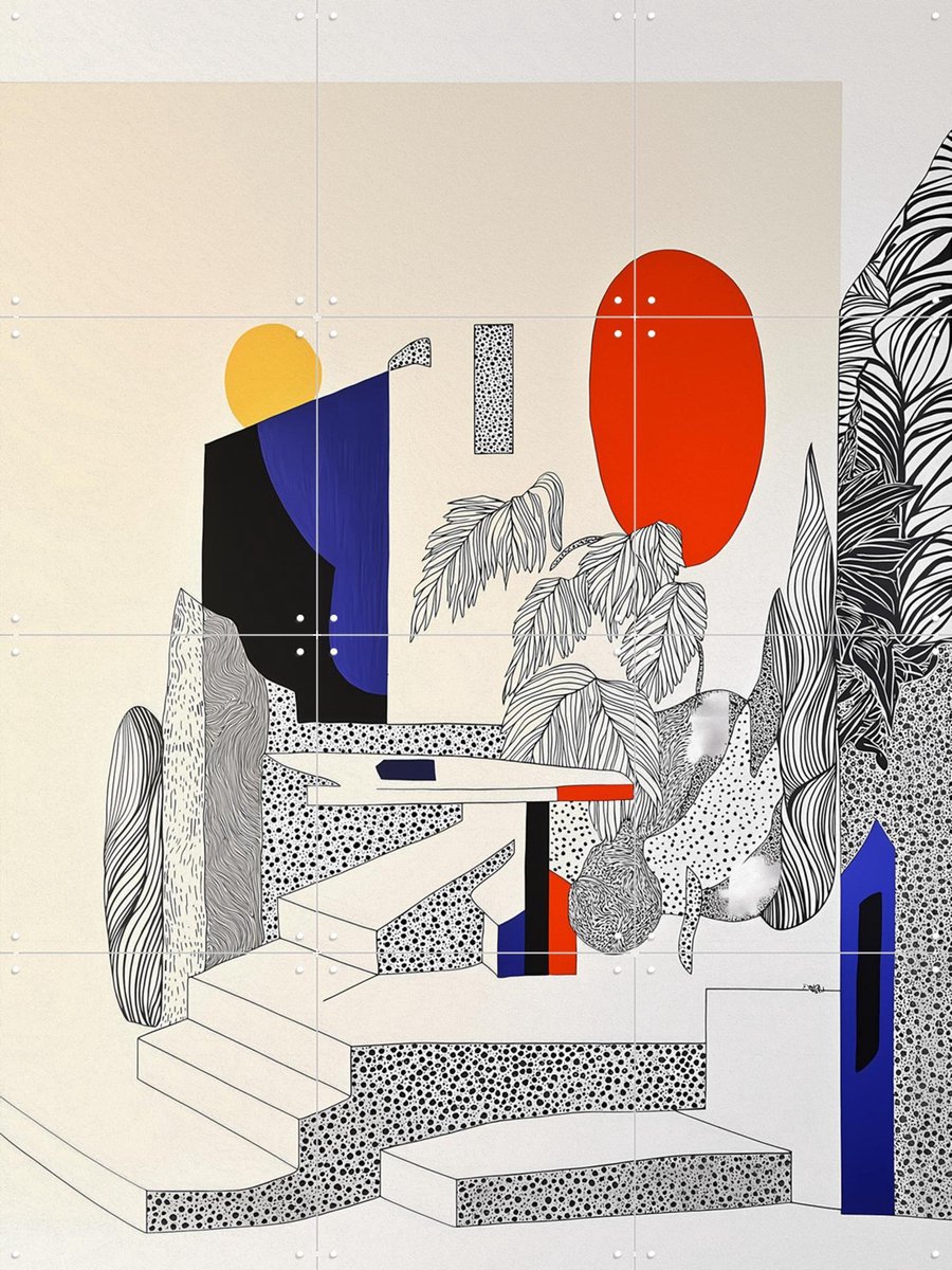IXXI Dotted Sanctuary, Artclaud - 60 x 80 cm - Gratis ophangtool - Grote wanddecoratie en posters - Abstract, Geometrische Kunst, Illustraties, Line