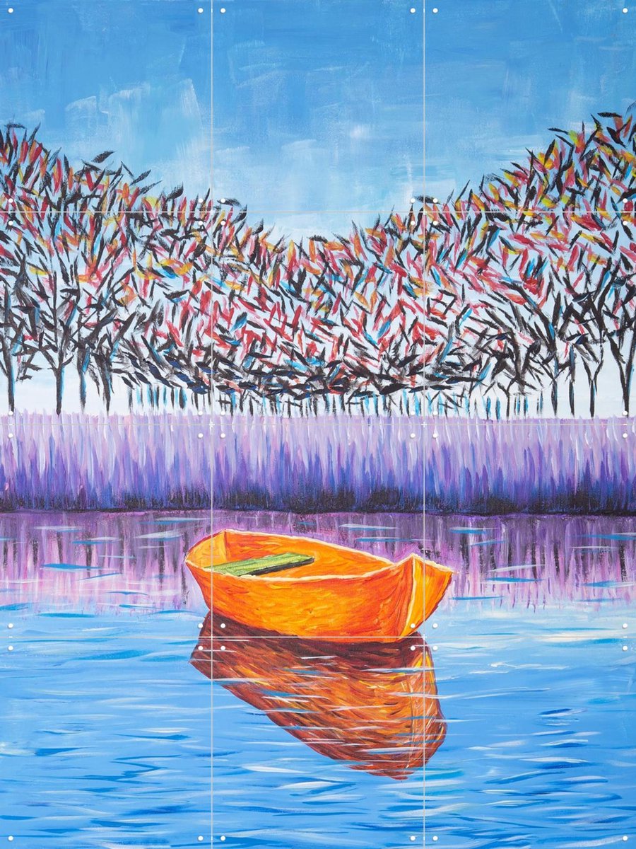 IXXI Boat, Zurab Dariali & Van Gogh 21st Century - 60 x 80 cm - Gratis ophangtool - Grote wanddecoratie en posters - Kleurrijk, Olieverf, Klassiek