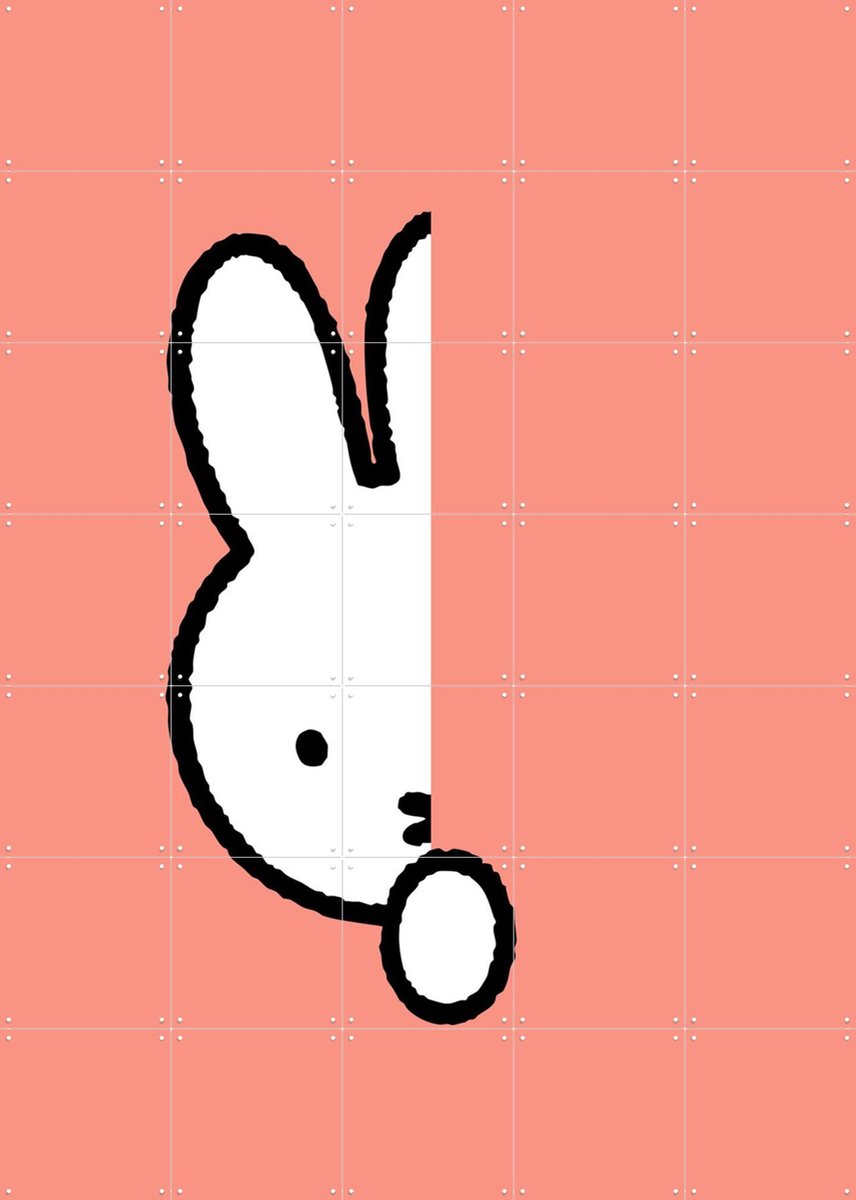 IXXI Nijntje Verstoppertje Abrikoos, Nijntje - 100 x 140 cm - Gratis ophangtool - Grote wanddecoratie en posters - Minimalisme, Cartoonesk, Speels