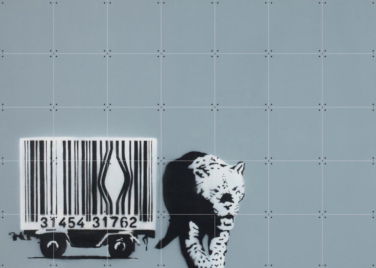 IXXI Barcode Leopard, Made by IXXI - 140 x 100 cm - Gratis ophangtool - Grote wanddecoratie en posters - Pop art, Street art, Illustraties, Mancave