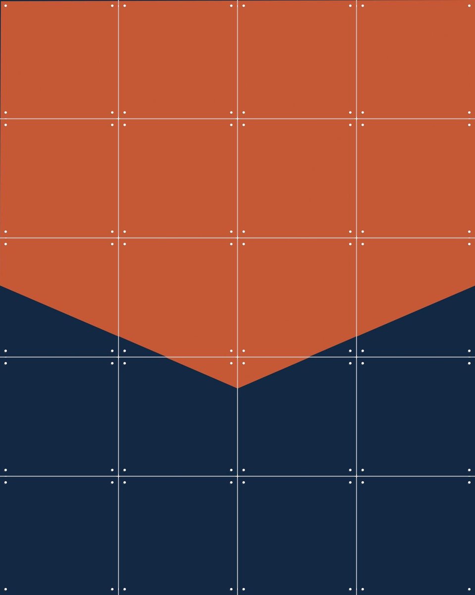 IXXI Color blocking - Orange Blue, Allon Dery - 80 x 100 cm - Gratis ophangtool - Grote wanddecoratie en posters - Abstract, Minimalisme, Grafisch