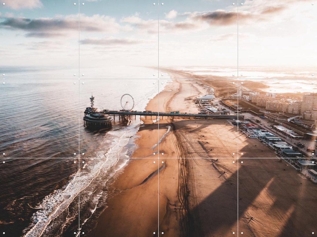 IXXI The Pier, Teun de Leede & Kunst in Kaart - 80 x 60 cm - Gratis ophangtool - Grote wanddecoratie en posters - Fotografie, Slaapkamer, Gang