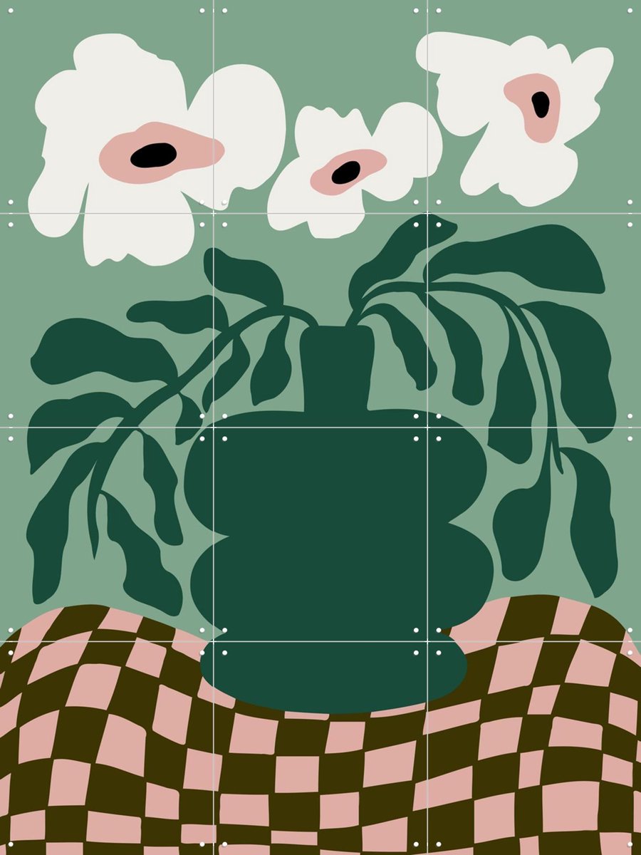 IXXI Bold Blossom Pottery, Miho Art Studio & Various - 60 x 80 cm - Gratis ophangtool - Grote wanddecoratie en posters - Abstract, Grafisch Ontwerp