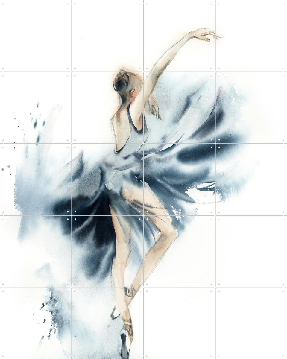IXXI Dancing Ballerina, Canot Stop Painting - 80 x 100 cm - Gratis ophangtool - Grote wanddecoratie en posters - Aquarel, Illustraties, Slaapkamer