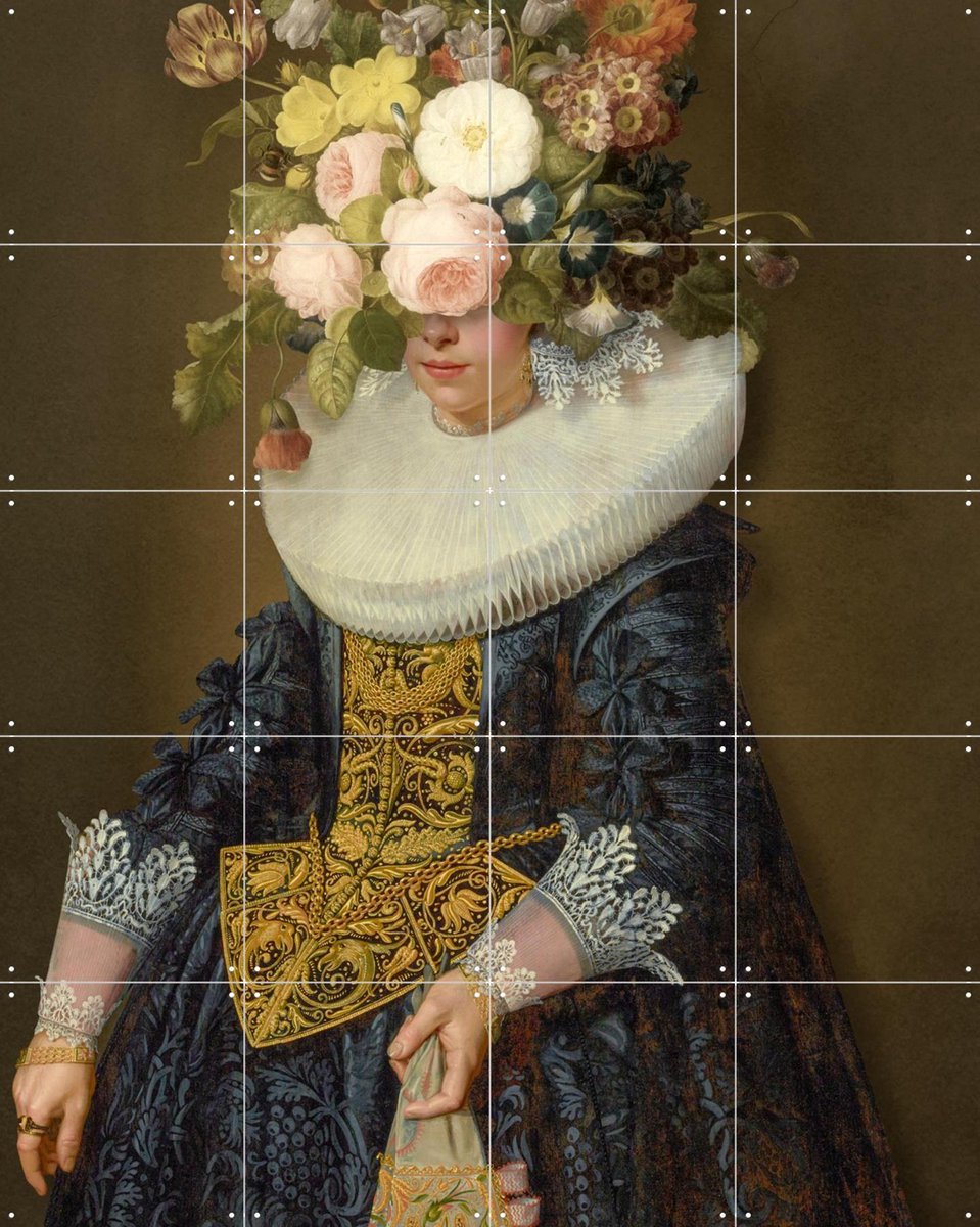 IXXI Portrait of a Woman, Marja van den Hurk - 80 x 100 cm - Gratis ophangtool - Grote wanddecoratie en posters - Olieverf, Grafisch Ontwerp