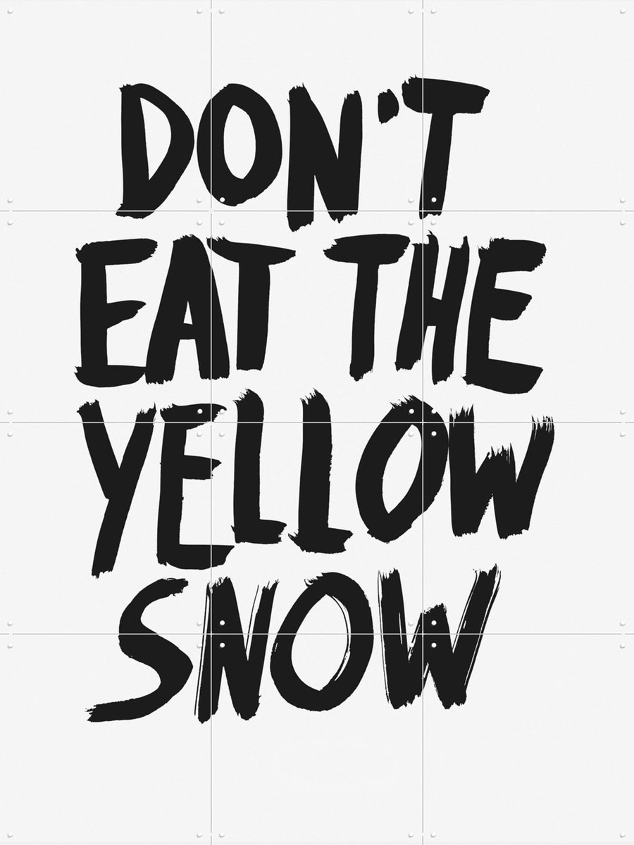IXXI Don't eat the yellow Snow white, Marcus Kraft - 60 x 80 cm - Gratis ophangtool - Grote wanddecoratie en posters - Pop art, Illustraties, Speels