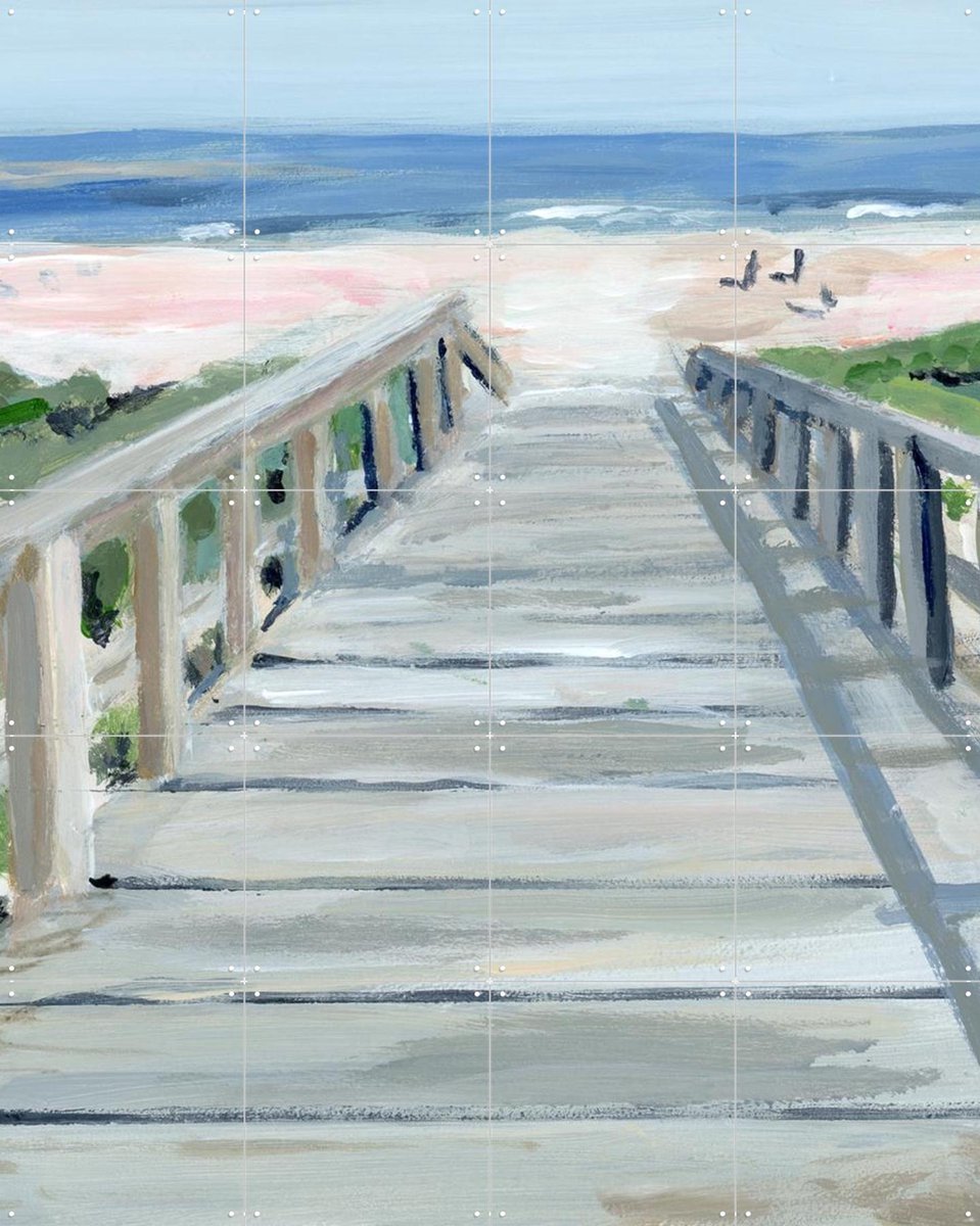IXXI Beachboardwalk, Green Barn Studio - 80 x 100 cm - Gratis ophangtool - Grote wanddecoratie en posters - Aquarel, Impressionisme, Woonkamer