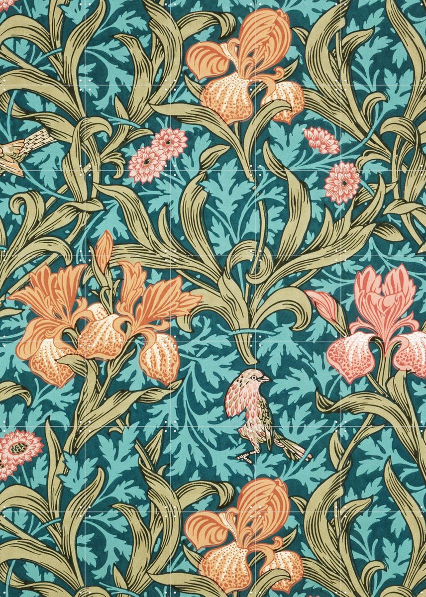 IXXI Iris, William Morris & Victoria and Albert Museum - 100 x 140 cm - Gratis ophangtool - Grote wanddecoratie en posters - Klassiek, Illustraties