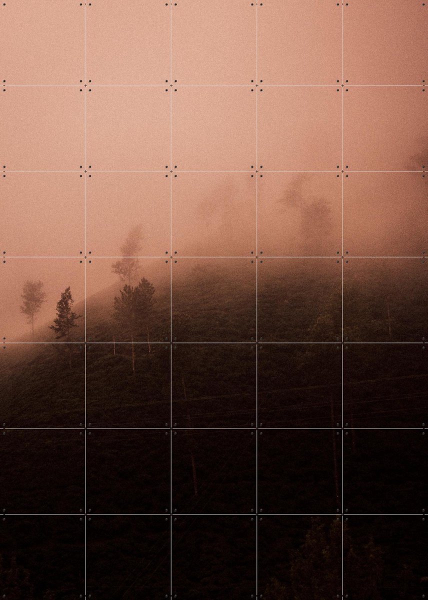 IXXI Red Morning, Chris Abatzis - 100 x 140 cm - Gratis ophangtool - Grote wanddecoratie en posters - Fotografie, Slaapkamer, Woonkamer, Winter, Mist