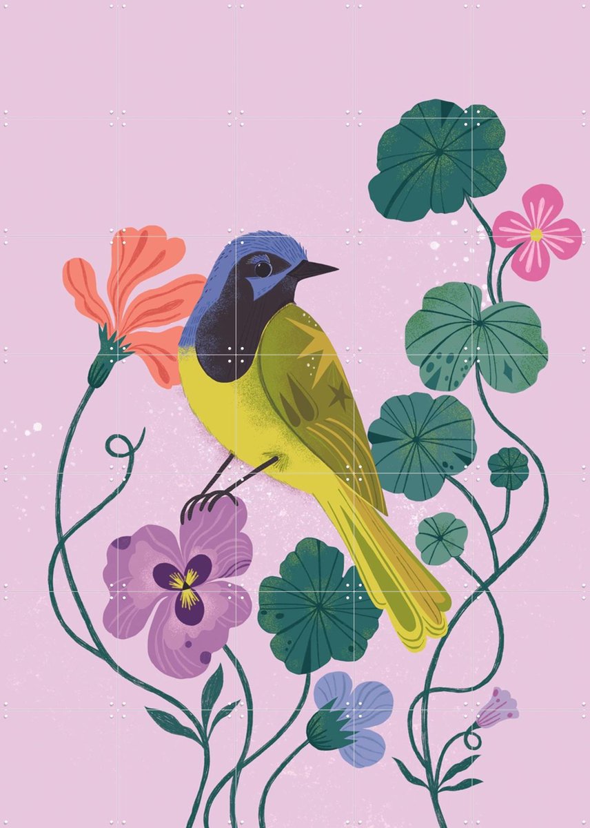 IXXI Green Jay, Bethan Janine - 100 x 140 cm - Gratis ophangtool - Grote wanddecoratie en posters - Grafisch Ontwerp, Kleurrijk, Speels, Illustraties