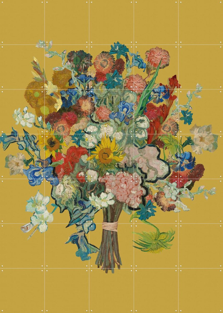 IXXI Vincent's bloemen - geel, Vincent van Gogh (1853 - 1890) & Van Gogh Museum - 100 x 140 cm - Gratis ophangtool - Grote wanddecoratie en posters -