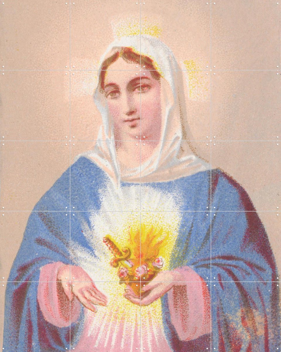IXXI Couer de Marie, Aster Edition - 80 x 100 cm - Gratis ophangtool - Grote wanddecoratie en posters - Illustraties, Kleurrijk, Vintage, Slaapkamer